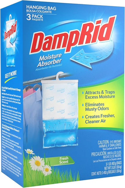 DampRid Hanging Bag, Moisture Absorber, 3 Pack by DampRid