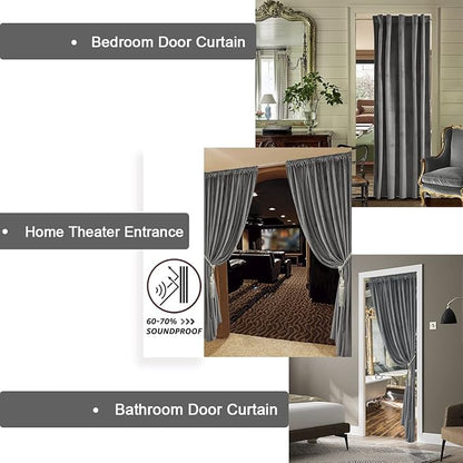 Grey Velvet Blackout Curtains for 48 x 80 Inch Bedroom - Image 6