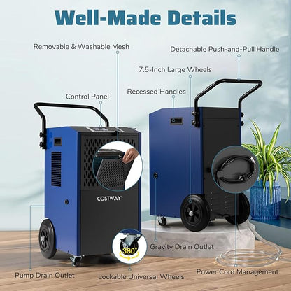 COSTWAY 154 Pints Commercial Dehumidifier - Image 9