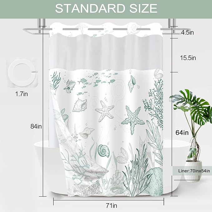 Extra Long No Hook Shower Curtain - Image 7