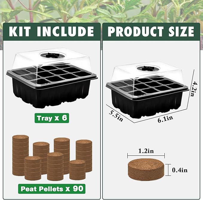 ZeeDix 6 Set Seed Starter Tray Kits, 6 Pack Seed Trays - Image 4