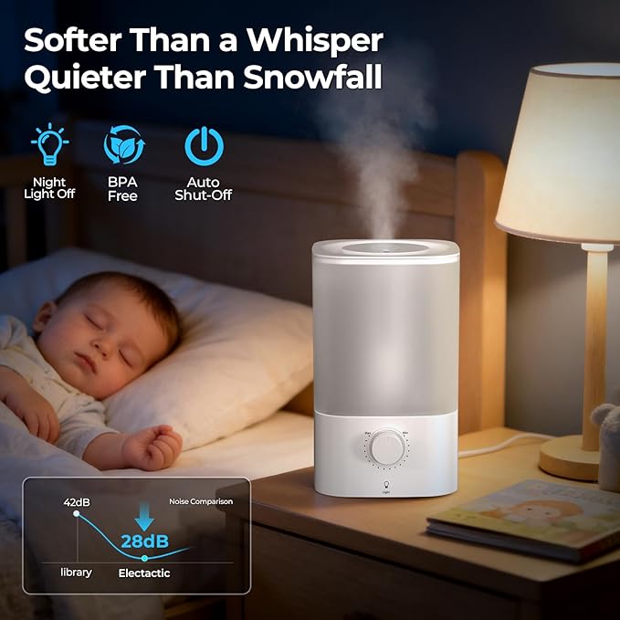 Top-Fill Cool Mist Bedroom Humidifier - Image 4
