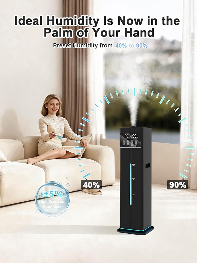 9L/2.4Gal Smart Cool Mist Humidifier, Top Fill Quiet Humidifier Large Room - Image 8