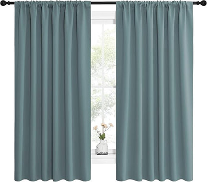 NICETOWN Greyish Blue Blackout Curtains Panels - Image 2