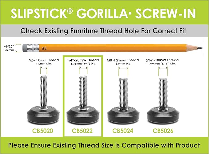 Slipstick Gorilla Outdoor Adjustable Furniture Levelers Weatherproof Screw in - Image 6