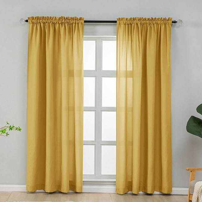 L.Z.E Gold Light Filtering Curtains by LZE