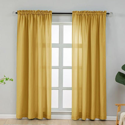 L.Z.E Gold Light Filtering Curtains by LZE