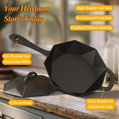 Dual-Layer Wood Stove Steamer/Humidifier + 6.5 Inch Octagon Cast Iron Skillet - Image 9
