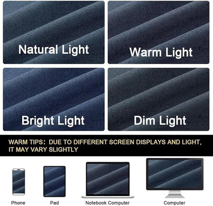 PrinceDeco Navy Blue 100% Blackout Linen Curtains 90 Inch Long, Thick Faux - Image 6