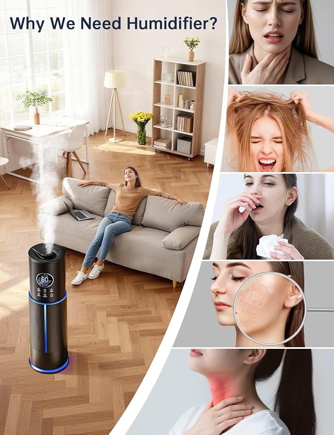 10L/2.64 Gal Humidifier for Large Room 600ft² 60H Runtime 24H Timer Auto Mode - Image 8
