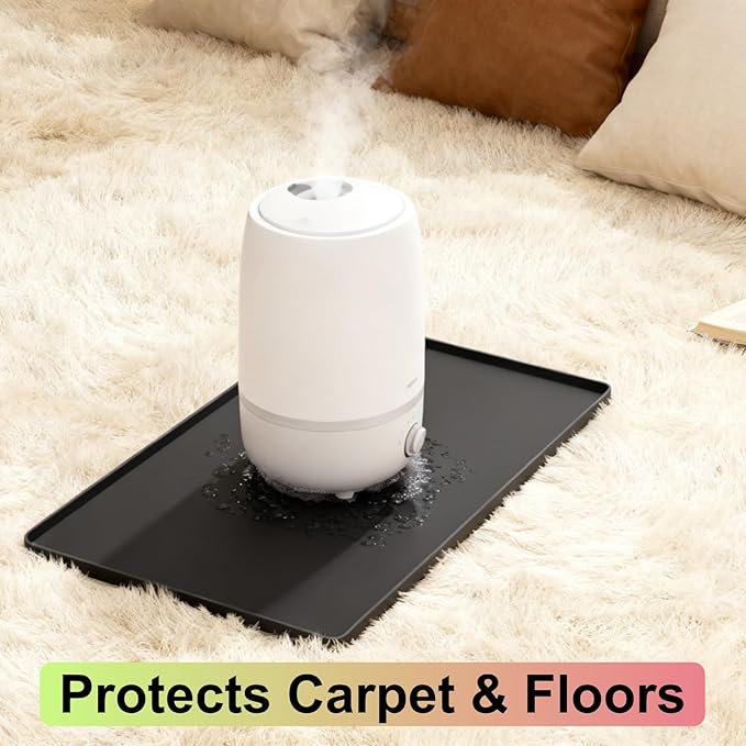 Silicone Drip Mat for Humidifiers, 19x19 Square Raised Edge Drips Tray - Image 6