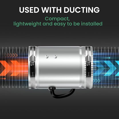 iPower 4 Inch Inline Booster Duct Fan 100 CFM HVAC Exhaust Ventilation Blower - Image 4