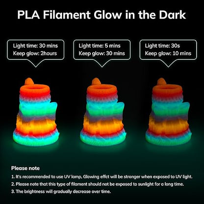 AMOLEN Glow in The Dark 3D Printer Filament Bundle, Glow Filament Multicolor - Image 2