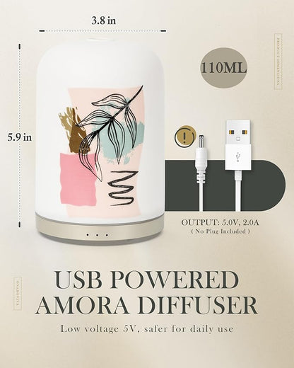 Essential Oil Diffuser with Handmade Ceramic Cover, 110ML Aromatherapy Diffuser - Image 7