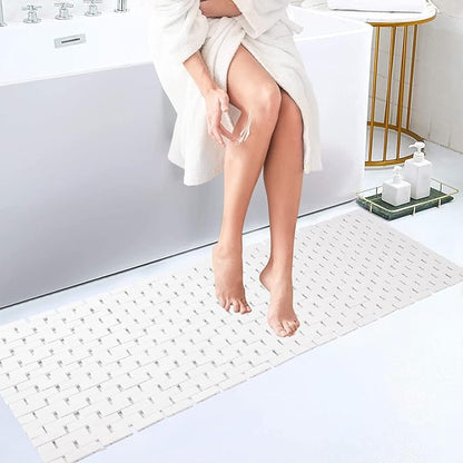 Bath Mat Bathroom Runner Long Large Rugs Floor Wood Shower Bathtub Waterproof by Fovlaurs