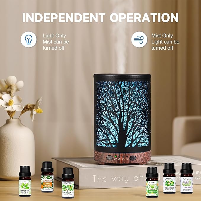 Oil Diffuser with Essential Oils Set, Aromatherapy Diffuser with 7 Color Lights - Image 2