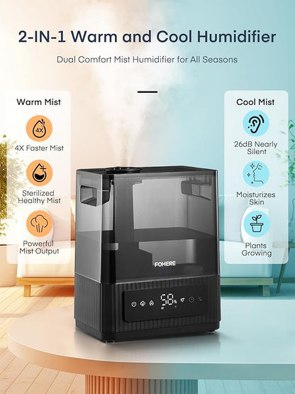 FOHERE Smart Humidifiers for Bedroom, 6L Warm and Cool Mist Quiet Humidifier - Image 2