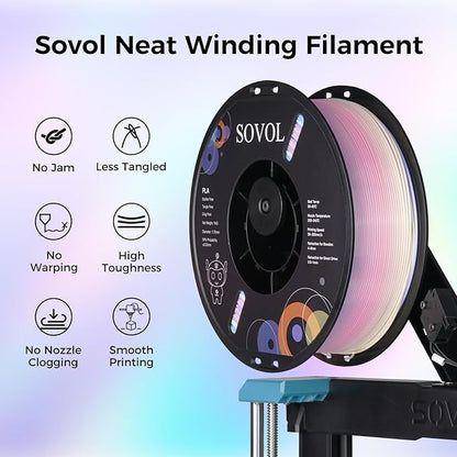 Sovol 3D Printer Silk Shiny Multicolored Gradient Fast Change Rainbow PLA 1kg - Image 4