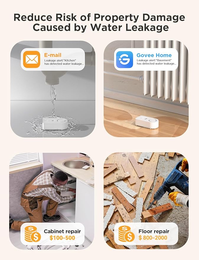 Govee WiFi Water Sensor 2 Pack, Smart Water Leak Detector, 100dB Adjustable - Image 6