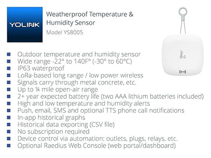 YoLink Smart Outdoor Temperature & Humidity Sensor, Hygrometer, Thermometer - Image 2