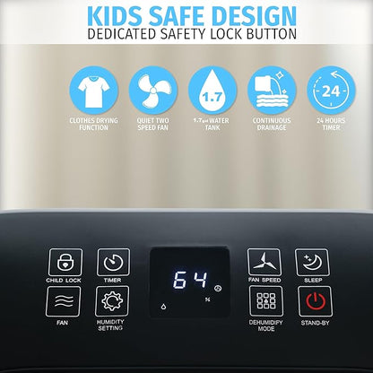 Nyxi 4, 500 Sqft / 50 Pints Compressor Dehumidifier, Smart Digital Humidity - Image 6
