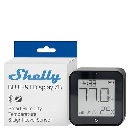 Shelly BLU H&T Display ZB Black, E-Paper Display, Home Assistant, Google Home by Shelly