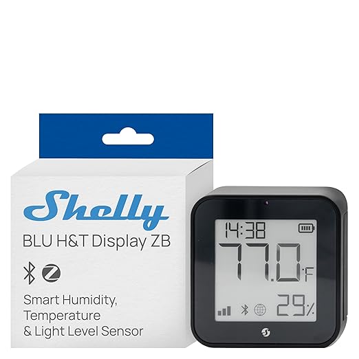 Shelly BLU H&T Display ZB Black, E-Paper Display, Home Assistant, Google Home by Shelly