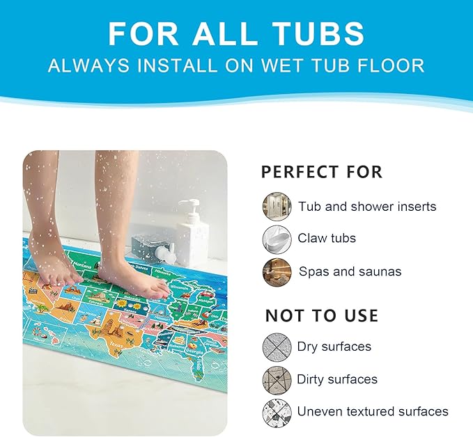 XIYUNTE Baby Bath Mat for Tub Non Slip Kids Bath Mat - Image 6