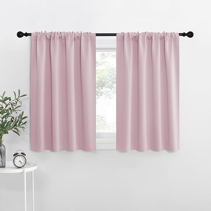 NICETOWN RV Blackout Curtains for Camper Windows, Baby Pink, Kitchen Short by NICETOWN