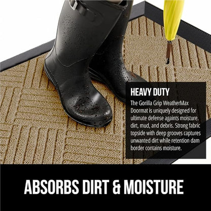 GORILLA GRIP 100% Waterproof All-Season WeatherMax Doormat US Designed Natural - Image 4