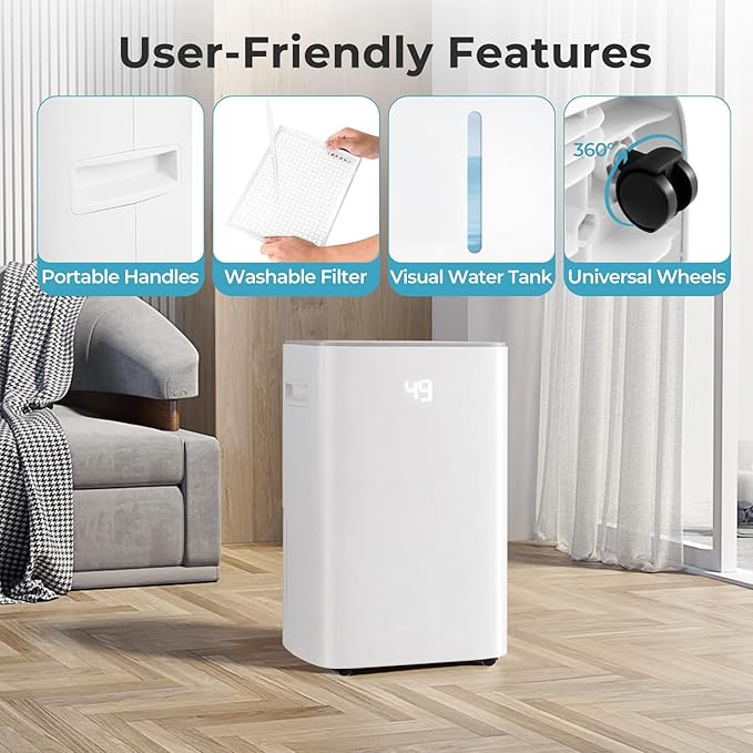4500 Sq. Ft Dehumidifier for Basement, 52 Pint Garage Dehumidifier for Home - Image 5