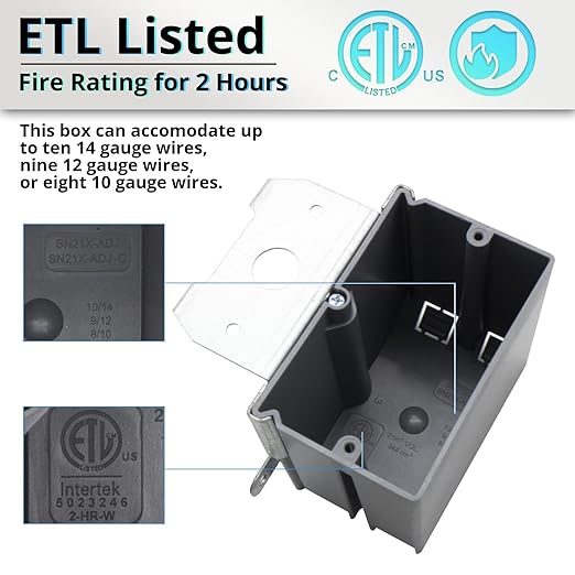 MAKERELE Grey Adjustable Outlet Box Electrical Enclosure, PVC 1 Gang Adjustable - Image 4