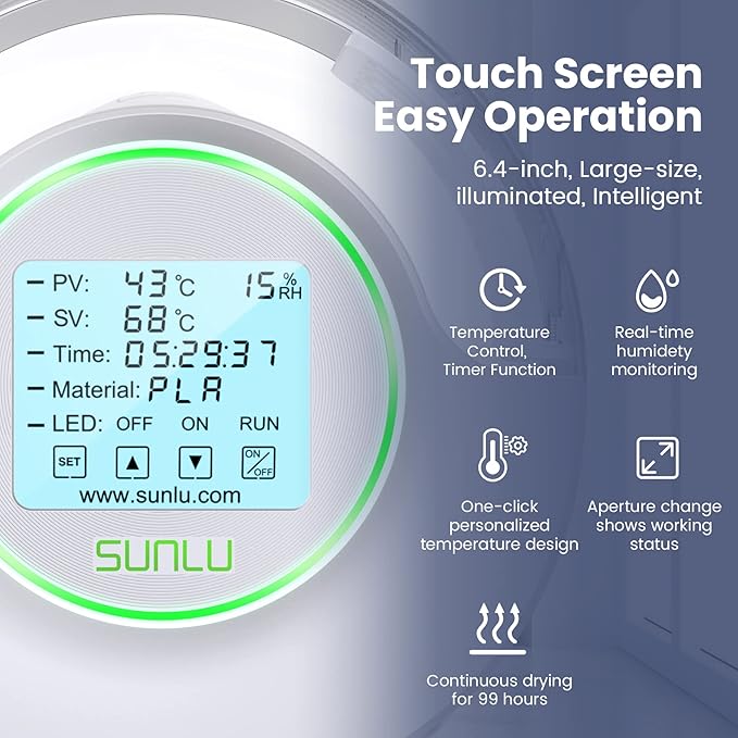 SUNLU Official 3D Printer Filament Dryer S2, Temperature up to 70°C, Built-in - Image 4