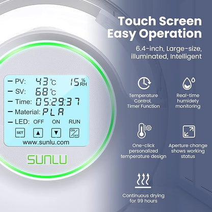 SUNLU Official 3D Printer Filament Dryer S2, Temperature up to 70°C, Built-in - Image 4
