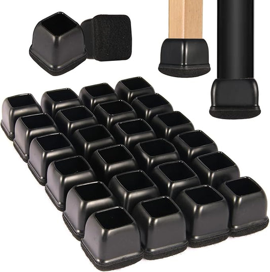 Square Chair Leg Floor Protectors Large 24Pcs, Silicone Chair Leg Protectors by YTEACIUL