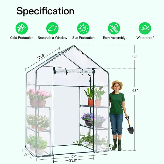 VIVOSUN Transparent 57 x 29 x 77-Inch Mini Walk-in Green House - Image 2