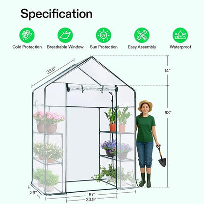 VIVOSUN Transparent 57 x 29 x 77-Inch Mini Walk-in Green House - Image 2