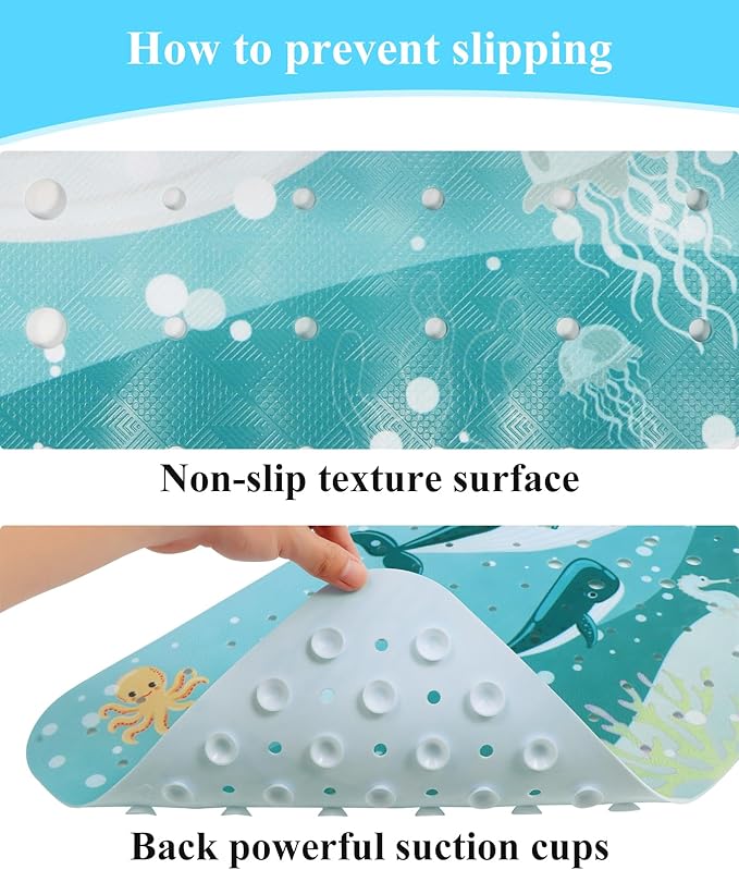 Bath Mat for Tub Non Slip, Machine Washable Anti-Slip Cartoon Baby Bathtub - Image 3