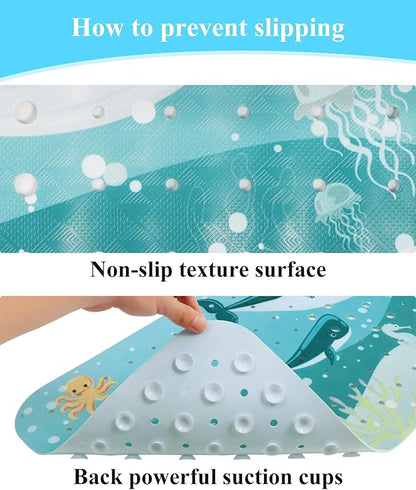 Bath Mat for Tub Non Slip, Machine Washable Anti-Slip Cartoon Baby Bathtub - Image 3