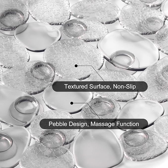 WELTRXE Pebbles Bathtub Mat Non Slip Oval Shower Mat - Image 4