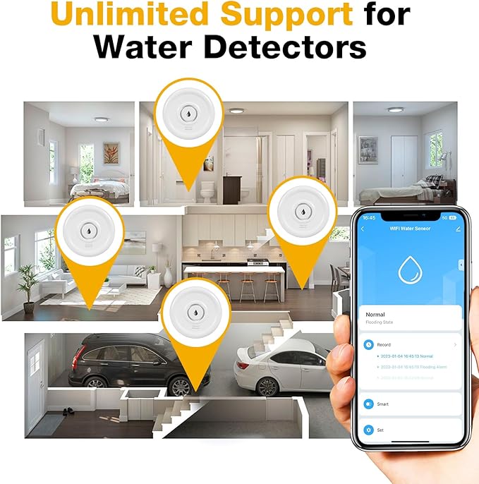 WiFi Water Leak Sensor, 100 dB Water Alarm Leak Detector, - Image 3