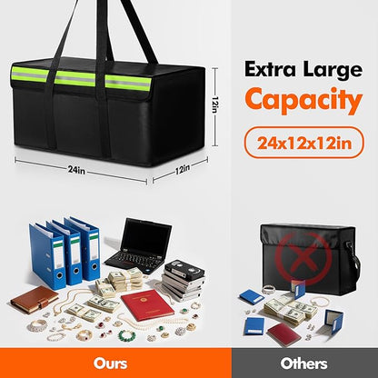 Large Fireproof Document Bags 24x12x12in, Fireproof Document Box - Image 2