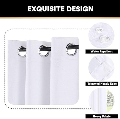 PrinceDeco White 100% Blackout Curtains 54" Long Blackout Curtains - Image 7