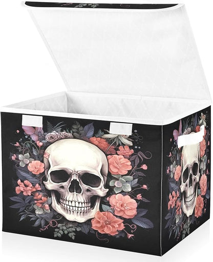 xigua Skull Storage Bins with Lids and Carrying Handle, Foldable Storage Boxes - Image 2