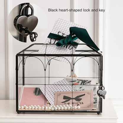 Wedding Card Box with Slot, 10.2'' Large Glass Card Boxes - Image 3