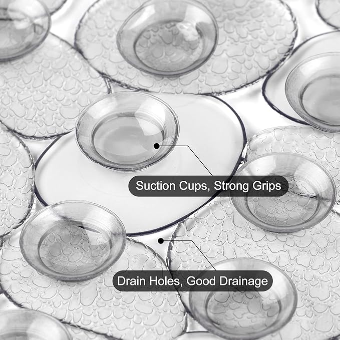 WELTRXE Pebbles Bathtub Mat Non Slip Oval Shower Mat - Image 5