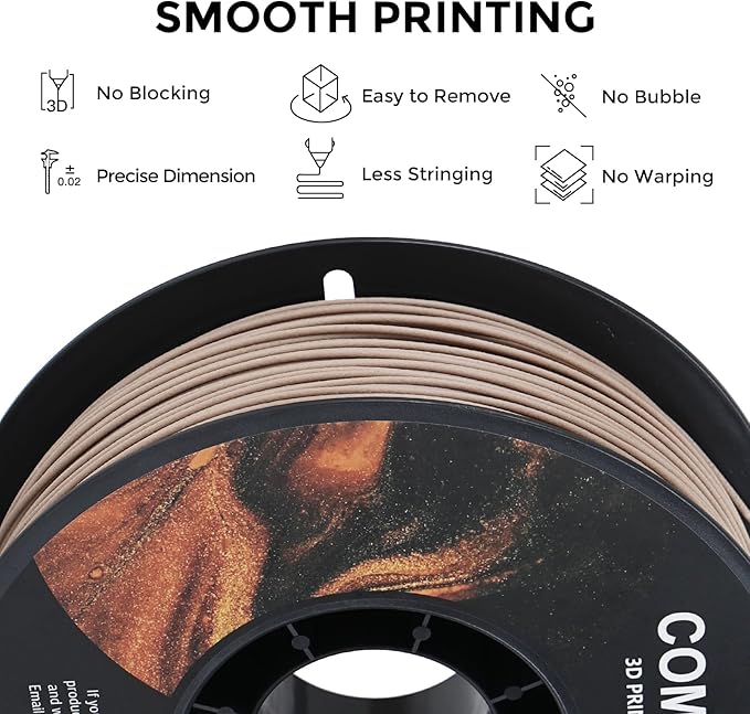 Comgrow Wood Filament 1.75mm, 3D Printing Filament, Wood Textured Filament Fit - Image 2