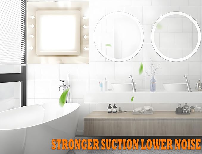 Bathroom Exhaust Fan with LED Light 8 inch Ceiling Mount Ventilation Fan 100 CFM - Image 6