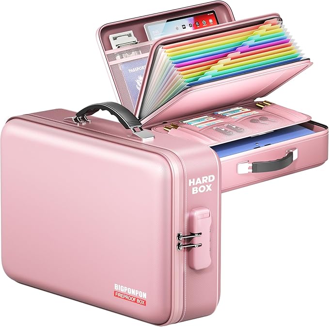 Fireproof Document Box, Hard Case Highly Flame-Resistant Fire Proof Waterproof by BigPonPon