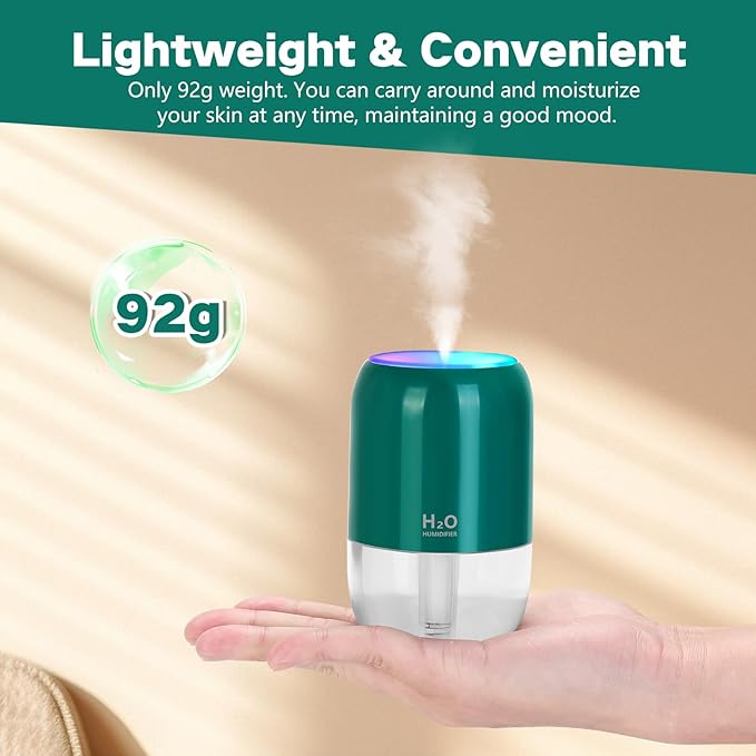 Mini Humidifiers for Bedroom, 200ml Cool Mist Humidifiers for Home Nursery - Image 6
